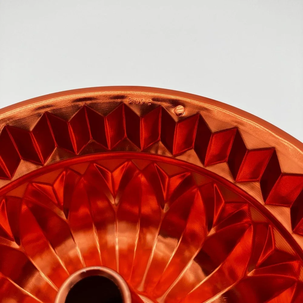 Bundt Cake Pan 8.5in Copper Tone Fluted Geometric Jello Mold Vintage
